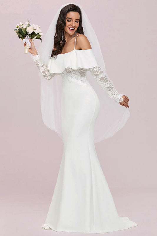 Mermaid Off-the-Shoulder Long Sleeve Lace Wedding Dress
