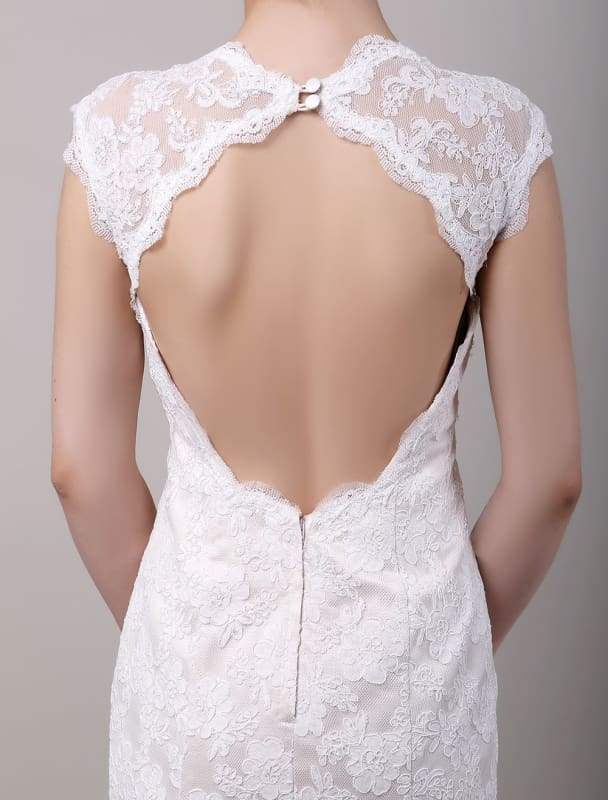 Mermaid Sweetheart Chapel Train Open Back Lace Wedding Dress