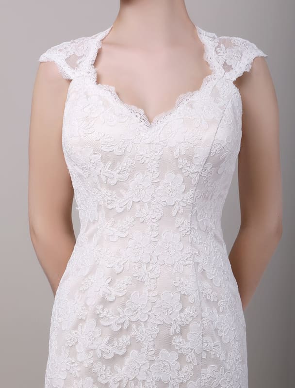 Mermaid Sweetheart Chapel Train Open Back Lace Wedding Dress