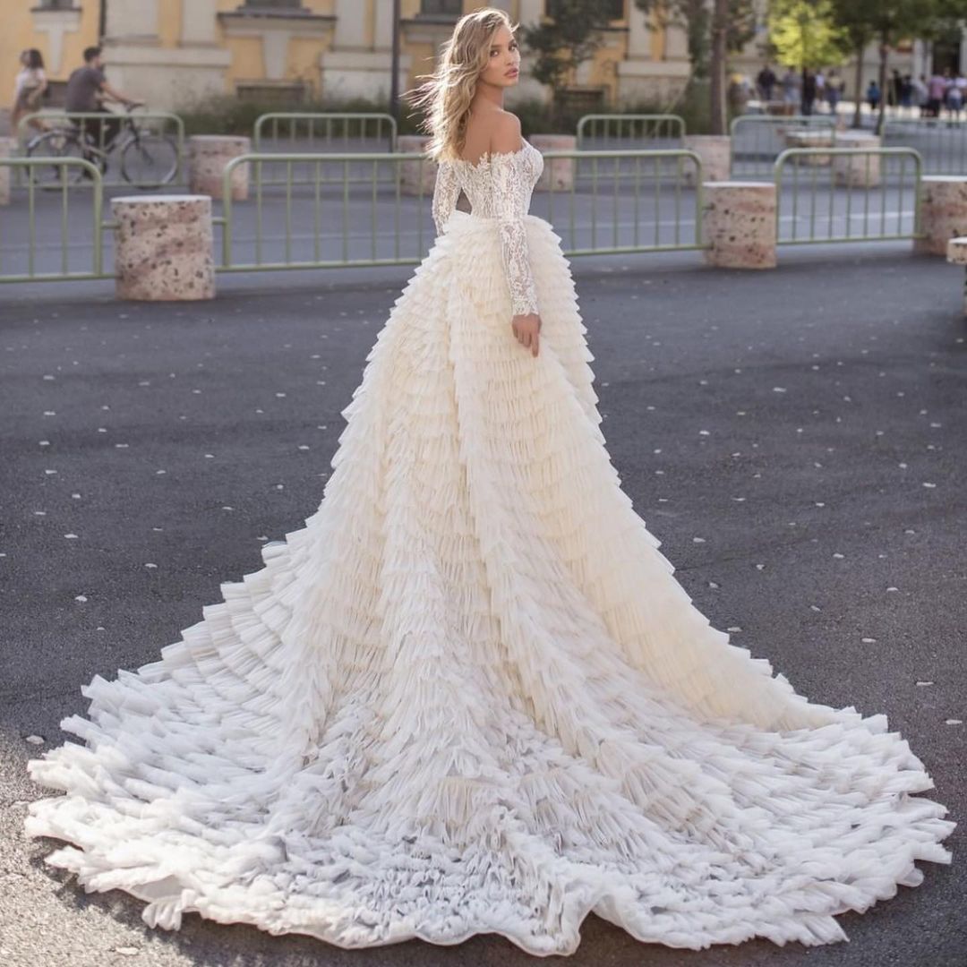 Mermaid Wedding Dress With Train - Fascinating Off the Shoulder Long Sleeves