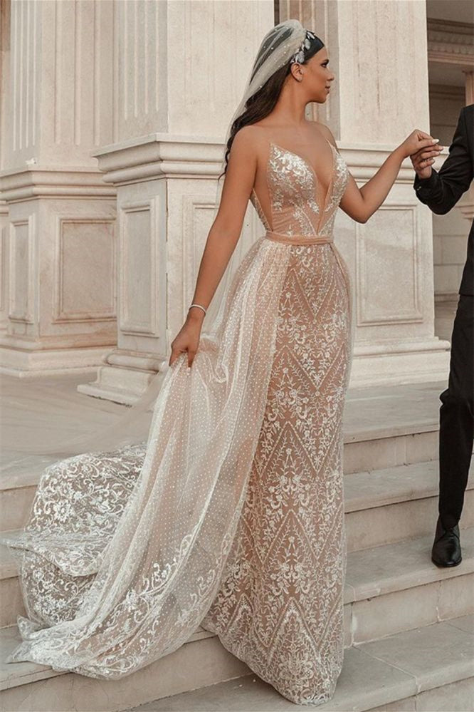 New Arrival Mermaid Wedding Dress with Appliques Ruffles and Spaghetti-Straps