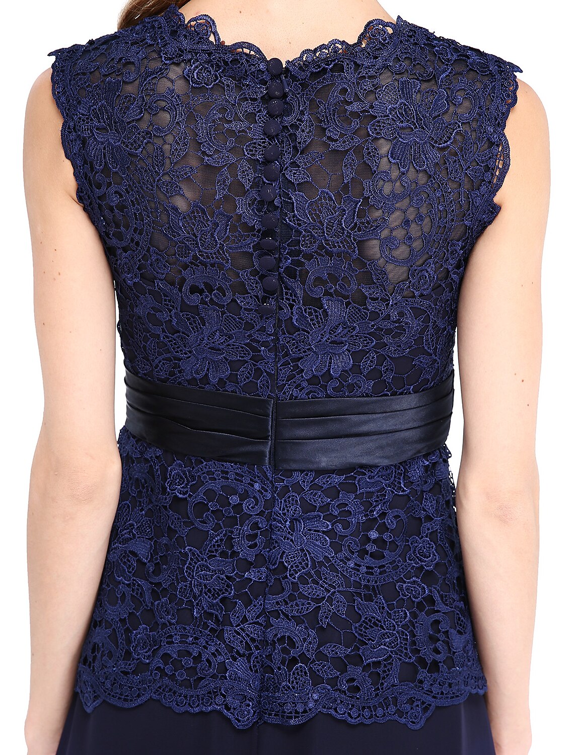 Aimishang  Sheath / Column Mother of the Bride Dress Open Back Jewel Neck Floor Length Chiffon Lace Sleeveless No with Sash / Ribbon Buttons