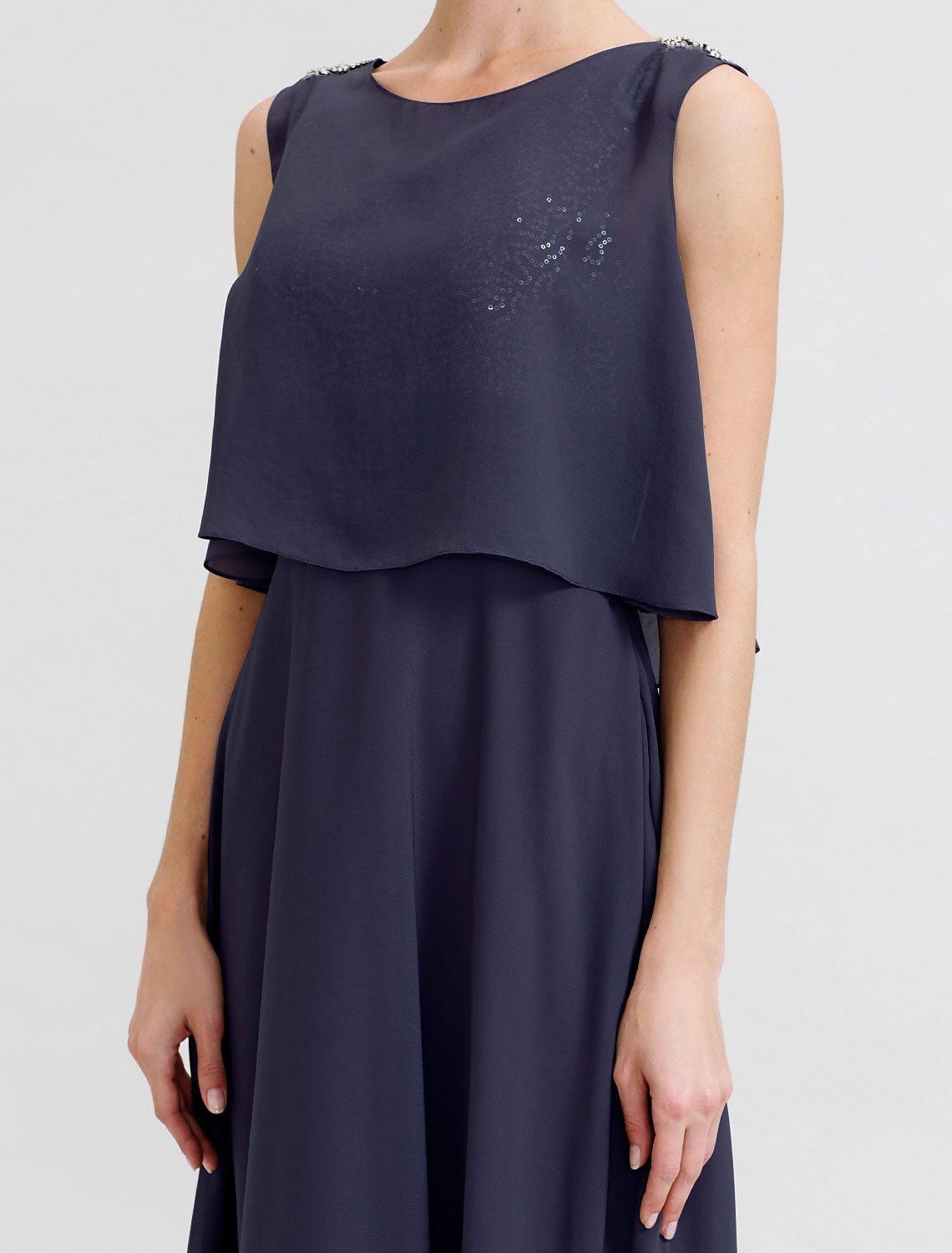 Aimishang  A-Line Mother of the Bride Dress Formal Open Back Two Piece Jewel Neck Ankle Length Chiffon Sequined Sleeveless with Sashes / Ribbons Beading