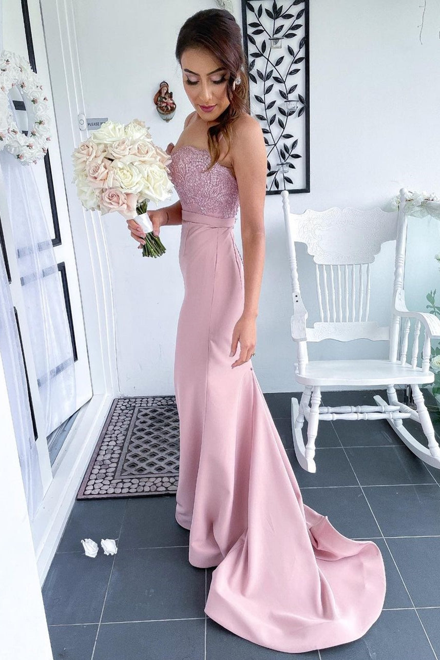 Spaghetti Strap Navy Blue Mermaid Bridesmaid Dress with Lace