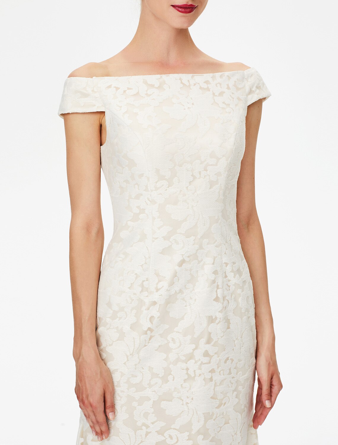 Aimishang Sheath / Column Mother of the Bride Dress Elegant Off Shoulder Floor Length Lace Short Sleeve No with Lace