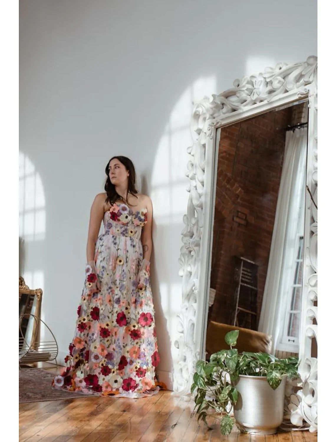 Wholesa A-Line Evening Gown Corsets Dress Formal Wedding Guest Floor Length Sleeveless Strapless Bridesmaid Dress Lace Backless with Embroidery Appliques