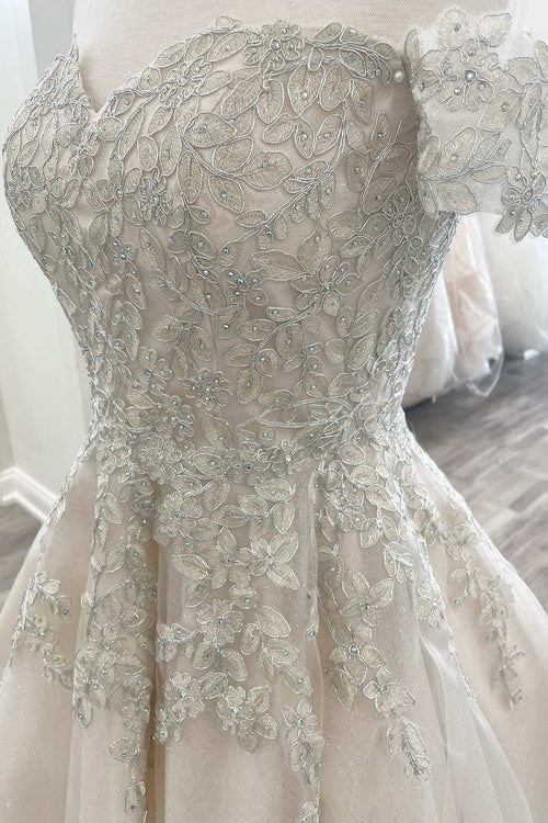 Aimishang Elegant White Appliques A-Line Short Wedding Dress Off Shoulder