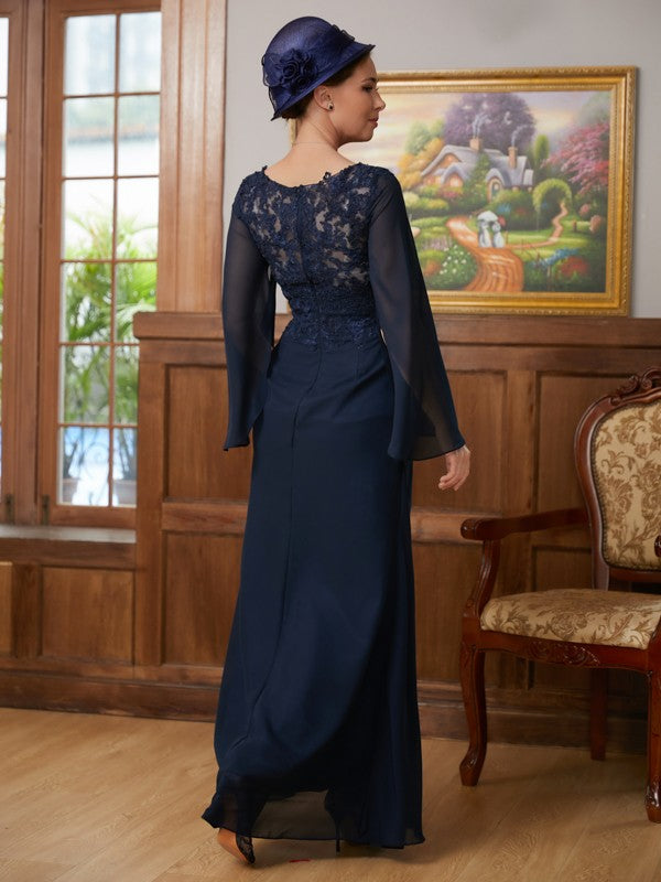 Aimishang A-Line/Princess Chiffon Applique V-neck Long Sleeves Floor-Length Mother of the Bride Dresses