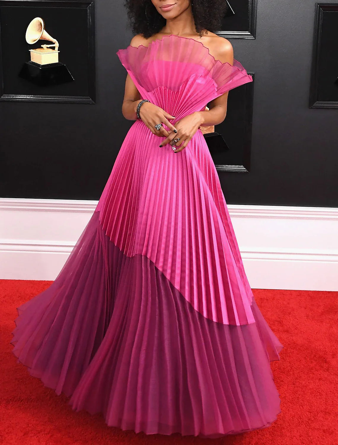 A-Line Evening Gown Plisse Dress Wedding Guest Prom Floor Length Sleeveless Strapless Organza with Pleats