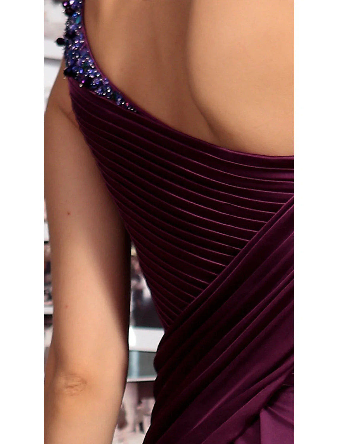 Aimishang Sheath Black Dress Evening Gown Elegant Dress Formal Evening Floor Length Sleeveless One Shoulder Fall Wedding Guest Satin Backless with Pleats Crystals Draping