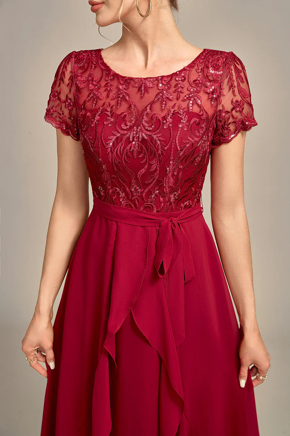Sparkly Asymmetrical Sequin Mother of Bride Dress with Appliques