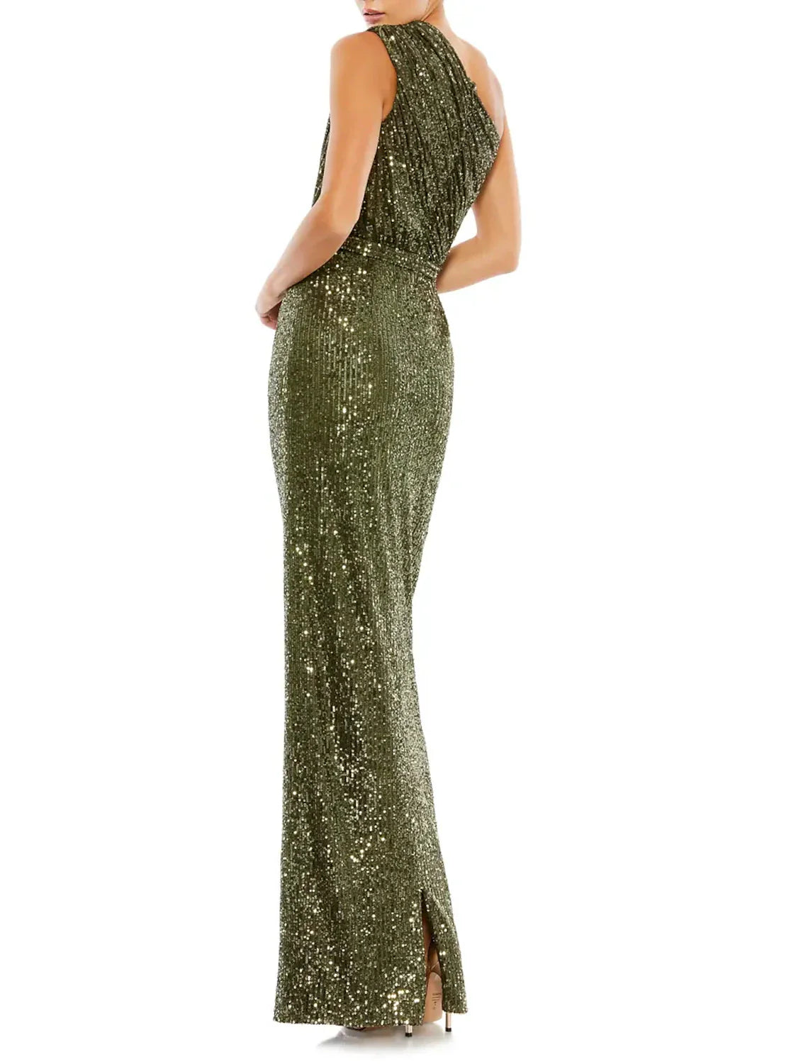 Sheath / Column Evening Gown Elegant Dress Formal Prom Floor Length Sleeveless One Shoulder Sequined with Sequin