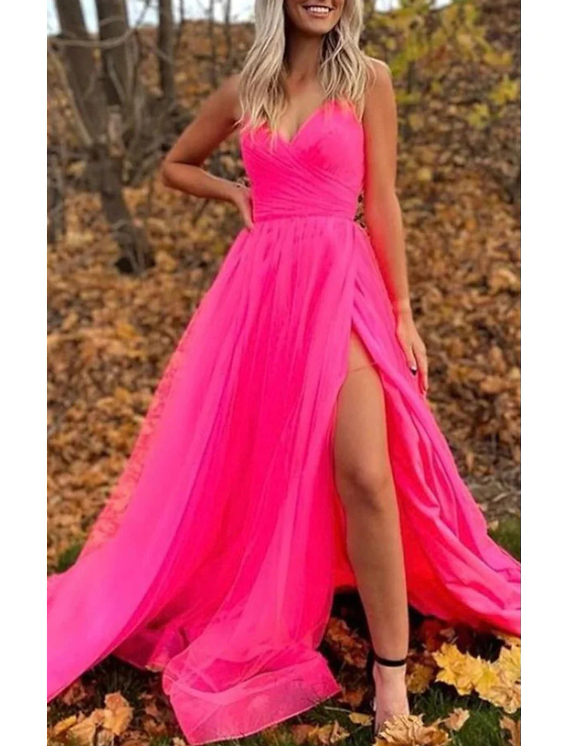 A-Line Prom Dresses Sexy Dress Wedding Party Birthday Court Train Sleeveless Spaghetti Strap Organza with Slit