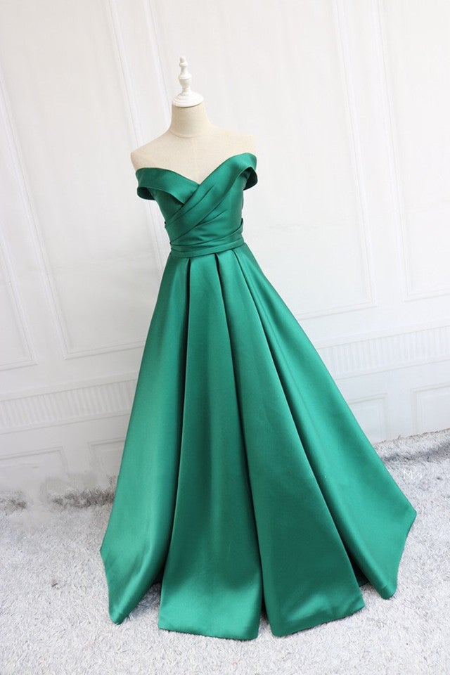 Off Shoulder Ball Gown Satin Dress With Bow Sashes