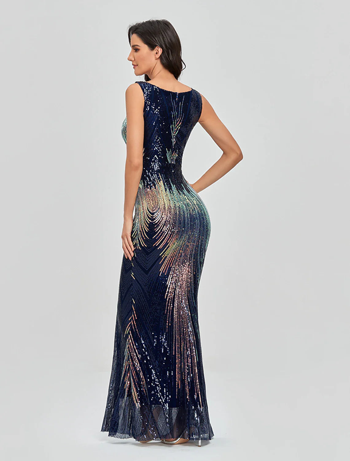 Mermaid / Trumpet Sexy Sparkle & Shine Party Wear Formal Evening Dress Jewel Neck Sleeveless Floor Length Sequined with Sequin