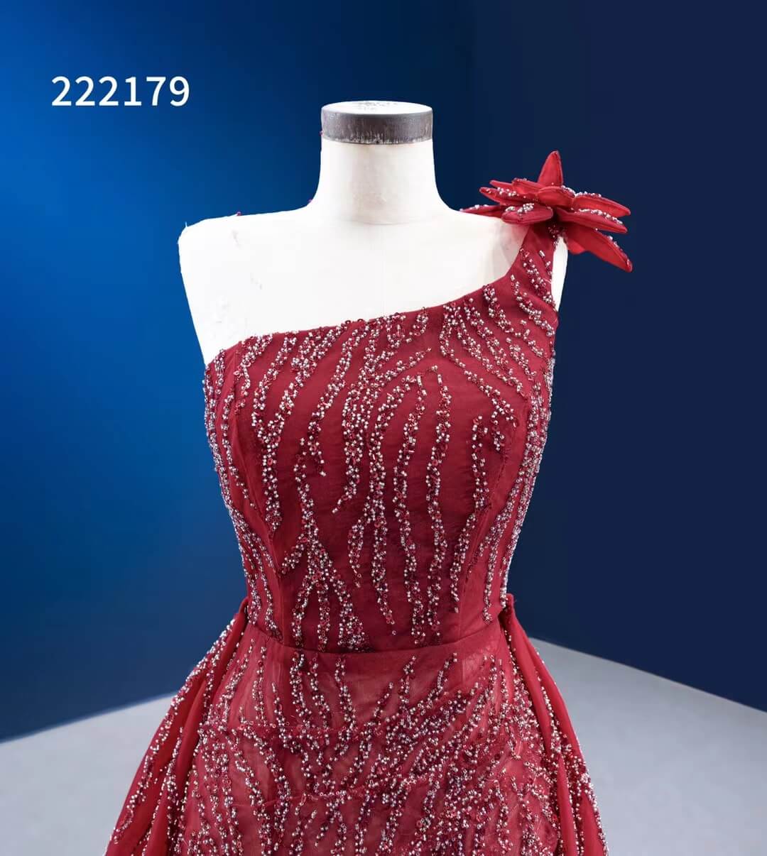 Wine Red Pageant Dress with Slit Removable Overskirt Formal Dresses 222179