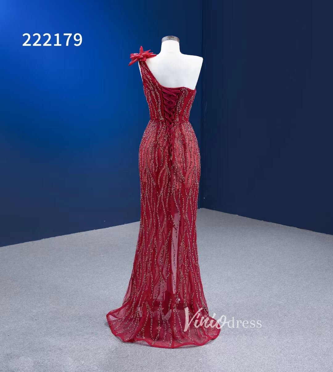 Wine Red Pageant Dress with Slit Removable Overskirt Formal Dresses 222179