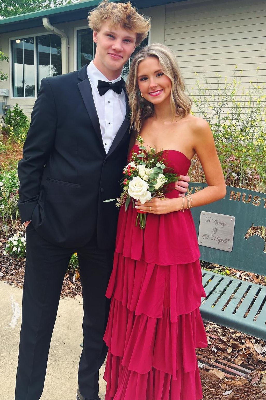 Apple Green Bustier Chiffon Tiered Maxi Dress Formal Dresses