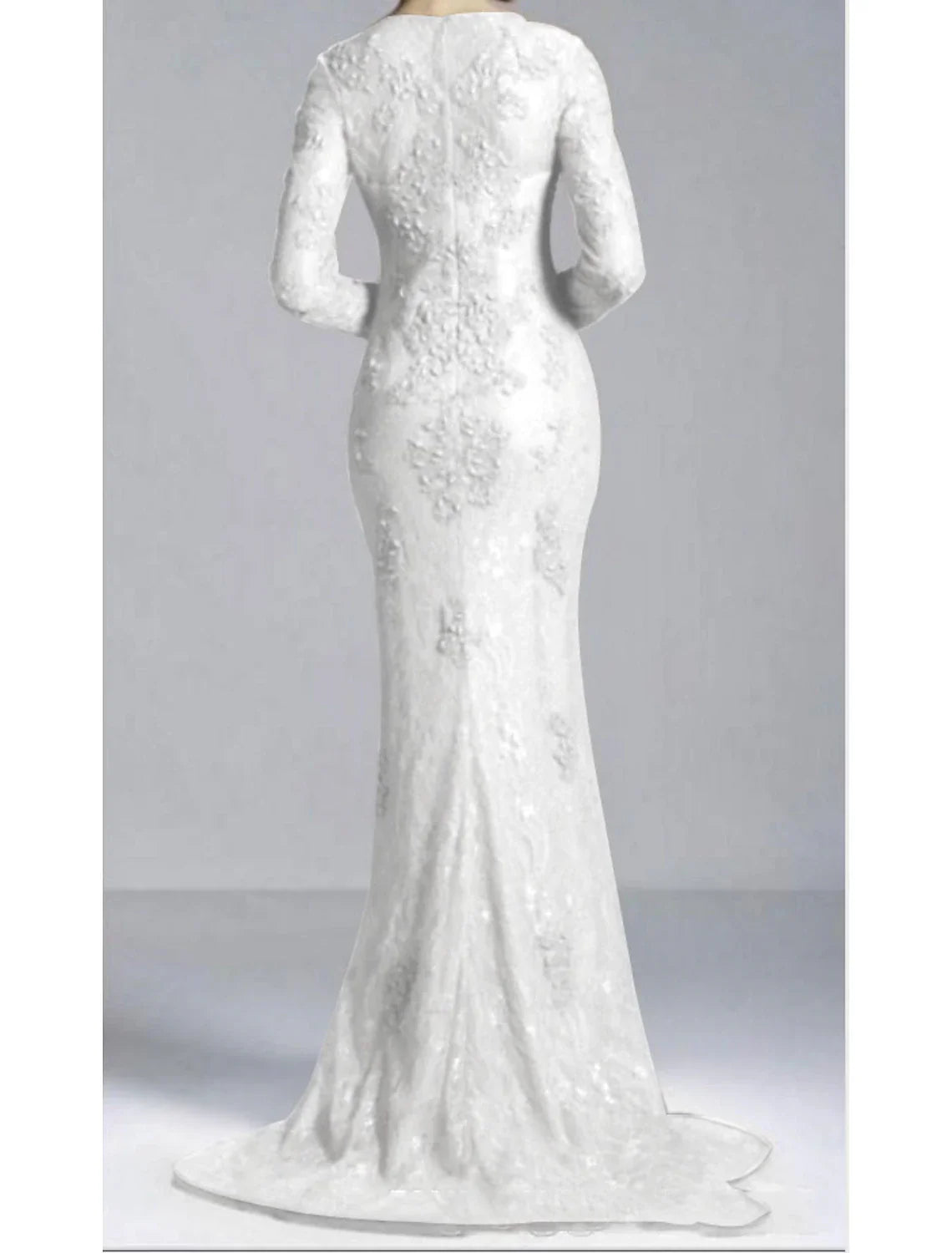 Aimishang Mermaid Party Dress Evening Gown Luxurious Dress Engagement Formal Evening Sweep / Brush Train Long Sleeve Jewel Neck Fall Wedding Guest Lace with Beading Appliques