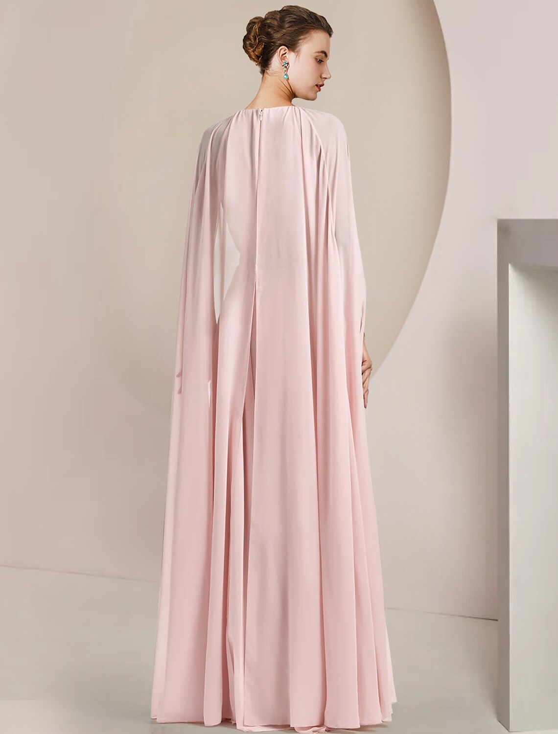 Aimishang A-Line Mother of the Bride Dress Formal Wedding Guest Elegant Scoop Neck Floor Length Chiffon Sleeveless with Sash / Ribbon Flower