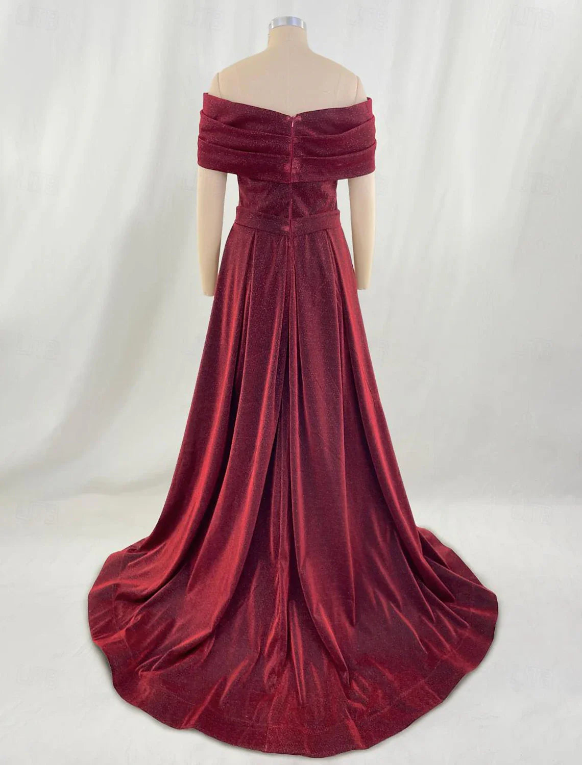 A-Line Evening Gown Sparkle & Shine Dress Formal Fall Court Train Sleeveless Off Shoulder Sequined with Sequin Slit