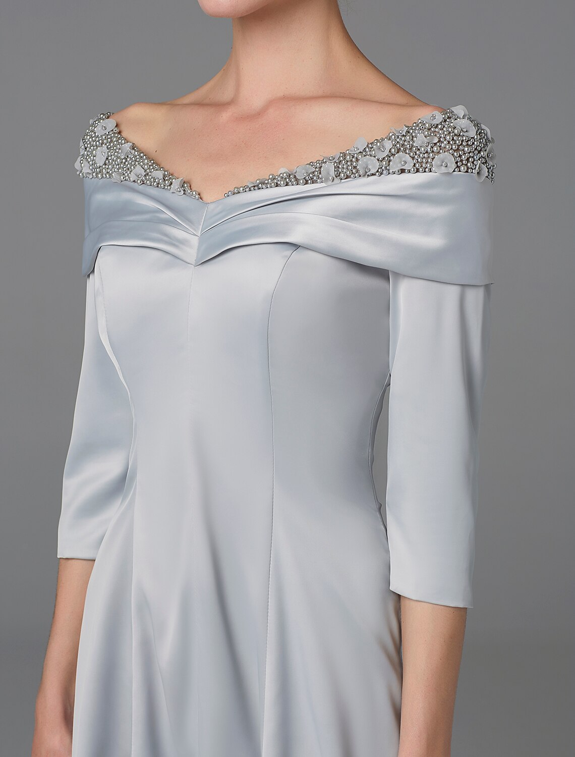 Aimishang A-Line Mother of the Bride Dress Sparkle & Shine High Low Off Shoulder Asymmetrical Satin Half-Sleeve with Lace Crystals