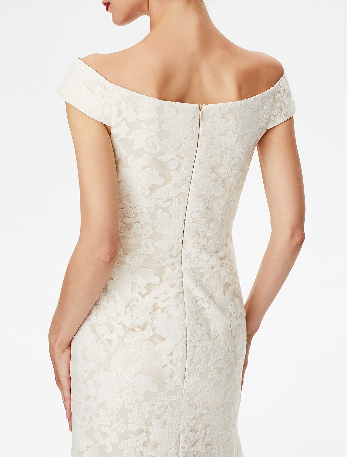 Aimishang Sheath / Column Mother of the Bride Dress Elegant Off Shoulder Floor Length Lace Short Sleeve No with Lace