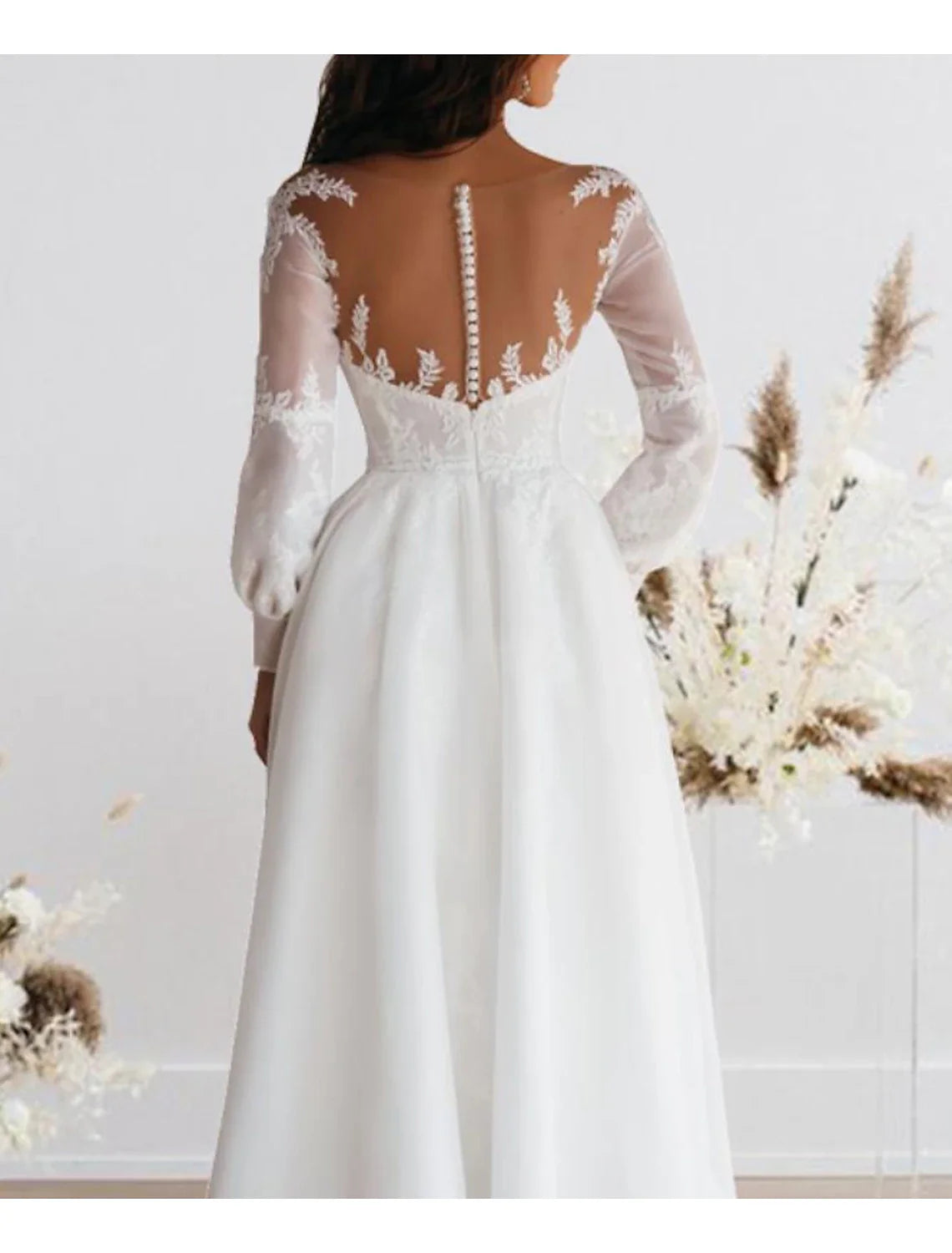 Aimishang Reception Simple Wedding Dresses Wedding Dresses A-Line Sweetheart Camisole Spaghetti Strap Tea Length Satin Bridal Gowns With Solid Color