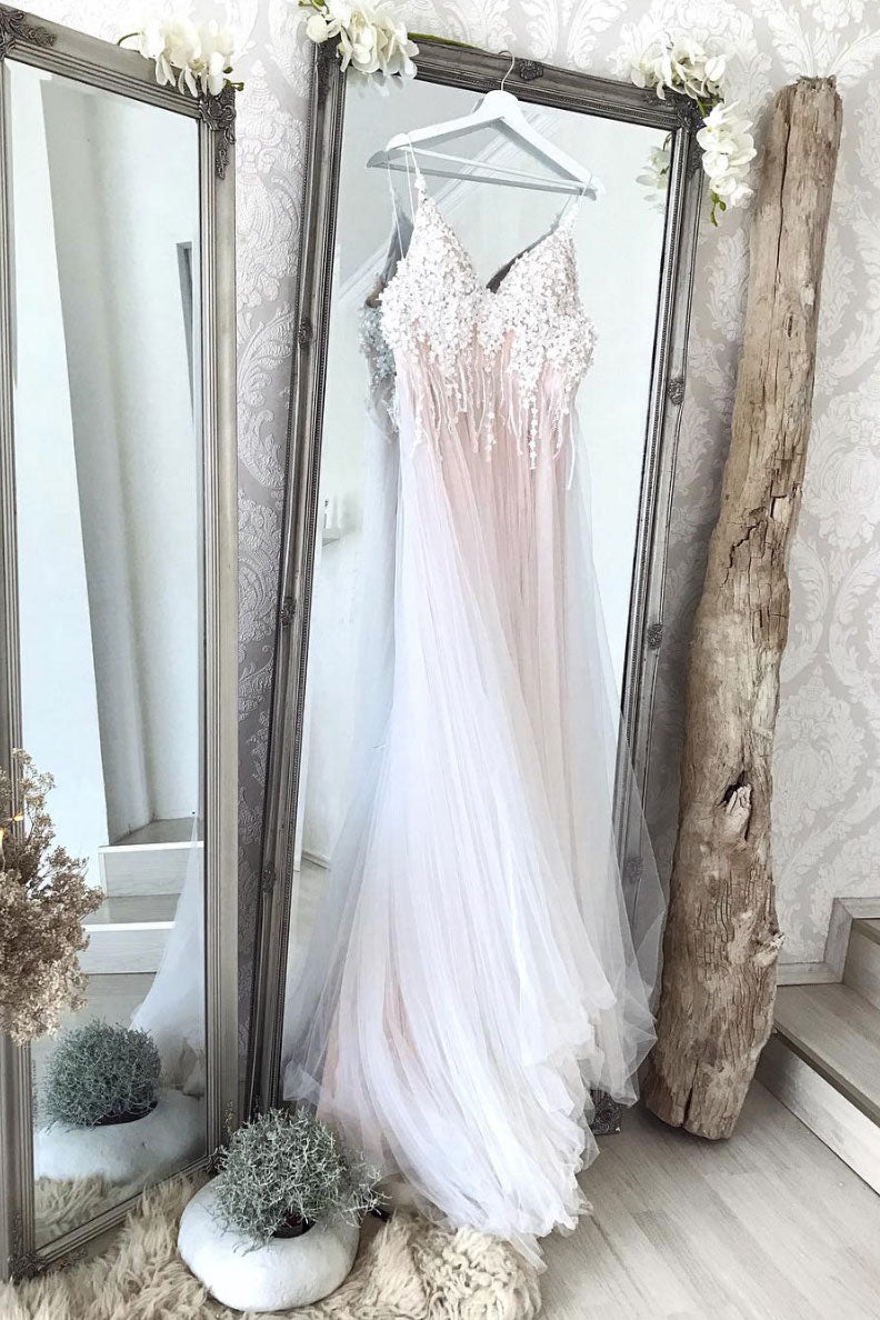 Champagne sweetheart tulle lace long prom dress champagne evening dress