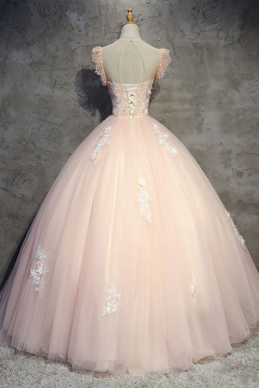 Pink tulle lace long prom dress pink tulle lace evening dress