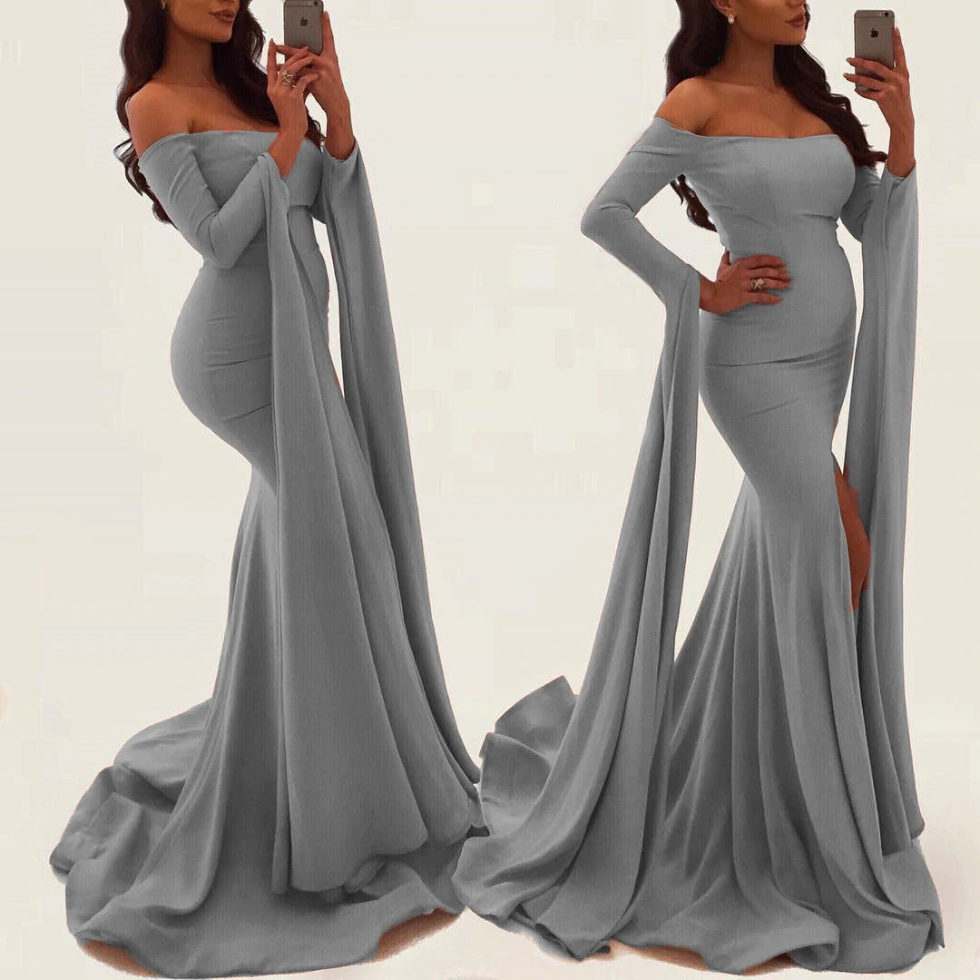 Sexy Off Shoulder Long Sleeves Mermaid Prom Dress