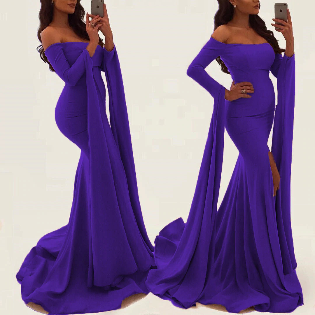 Sexy Off Shoulder Long Sleeves Mermaid Prom Dress