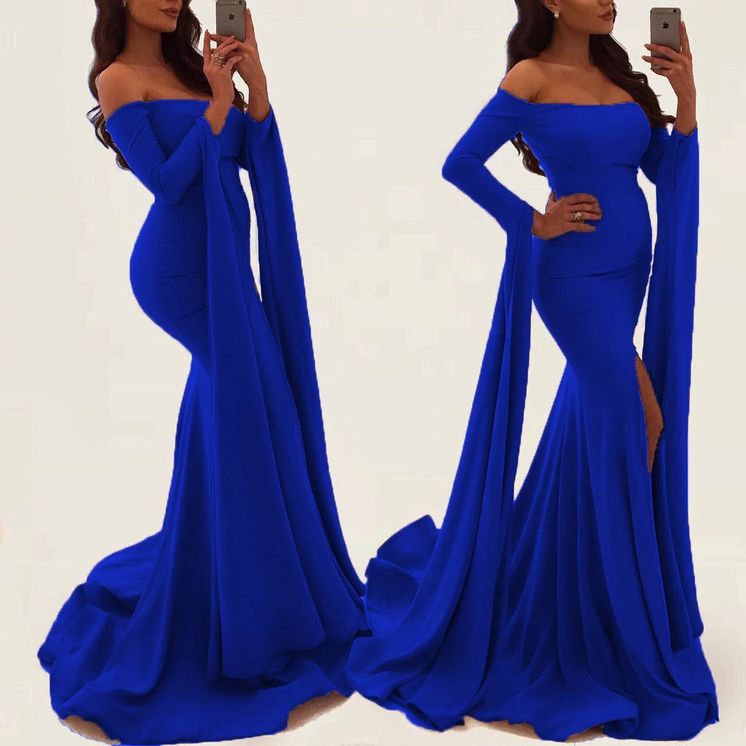 Sexy Off Shoulder Long Sleeves Mermaid Prom Dress