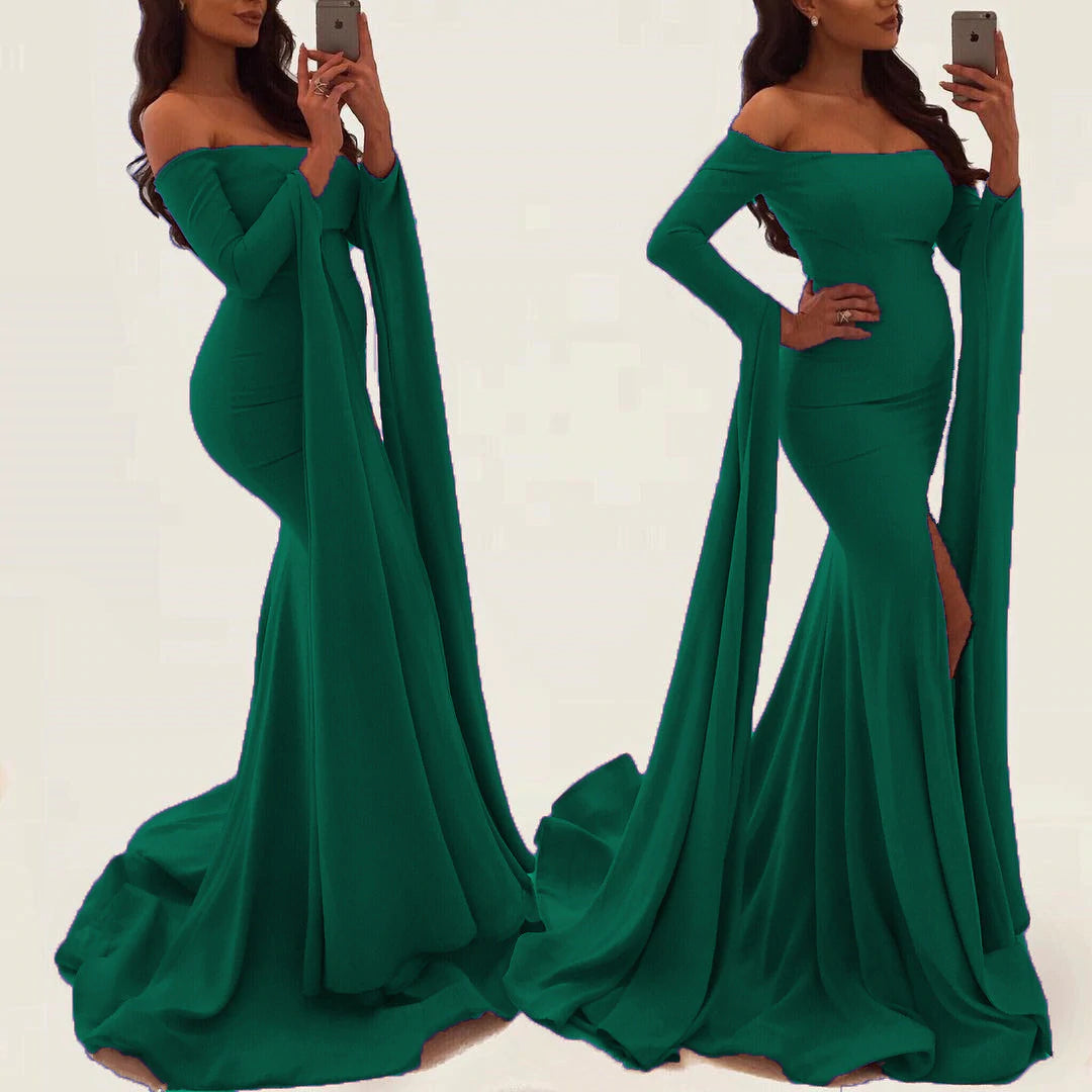 Sexy Off Shoulder Long Sleeves Mermaid Prom Dress
