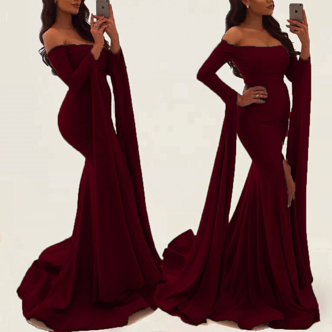 Sexy Off Shoulder Long Sleeves Mermaid Prom Dress