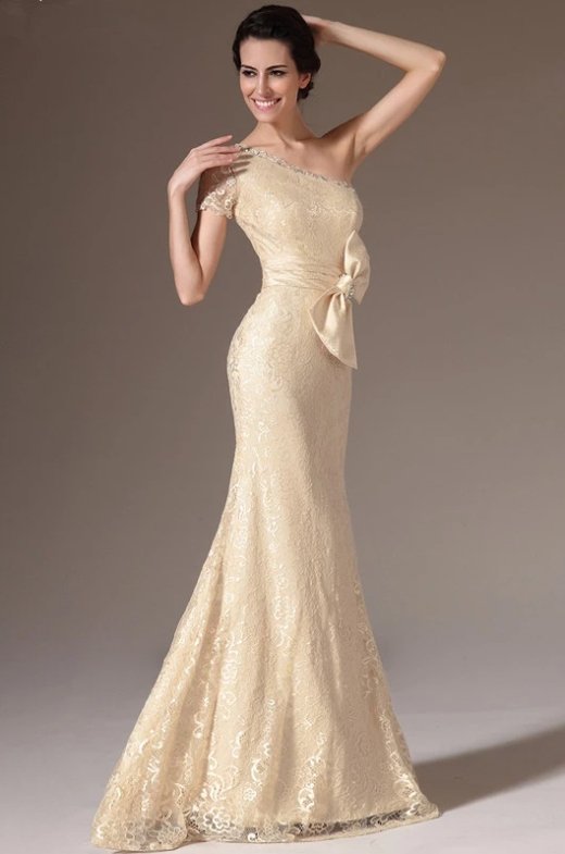 One-shoulder Evening Dresses Mermaid Lace Beaded Bow Long Formal Party Evening Gown Prom Dresses Robe De Soiree