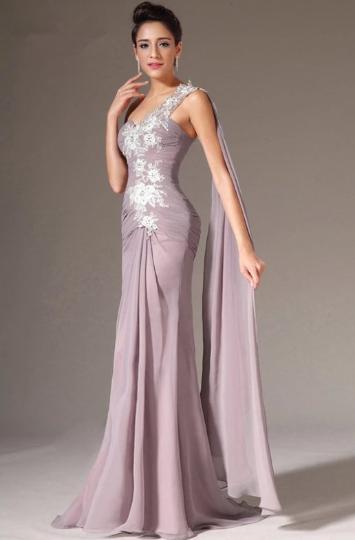 One-shoulder Evening Dresses Mermaid Chiffon Lace Beaded Long Formal Party Evening Gown Prom Dresses Robe De Soiree