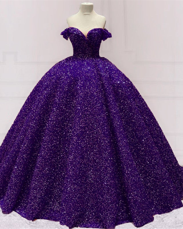 Ball Gown Sparkly Dresses Off The Shoulder
