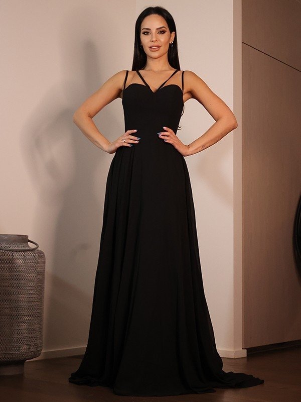 A-Line/Princess Jersey Ruffles Sweetheart Sleeveless Sweep/Brush Train Dresses