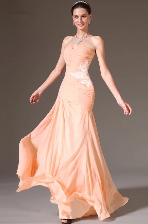 Peach Evening Dresses Mermaid Sweetheart Chiffon Lace Elegant Long Formal Party Evening Gown Prom Dresses Robe De Soiree