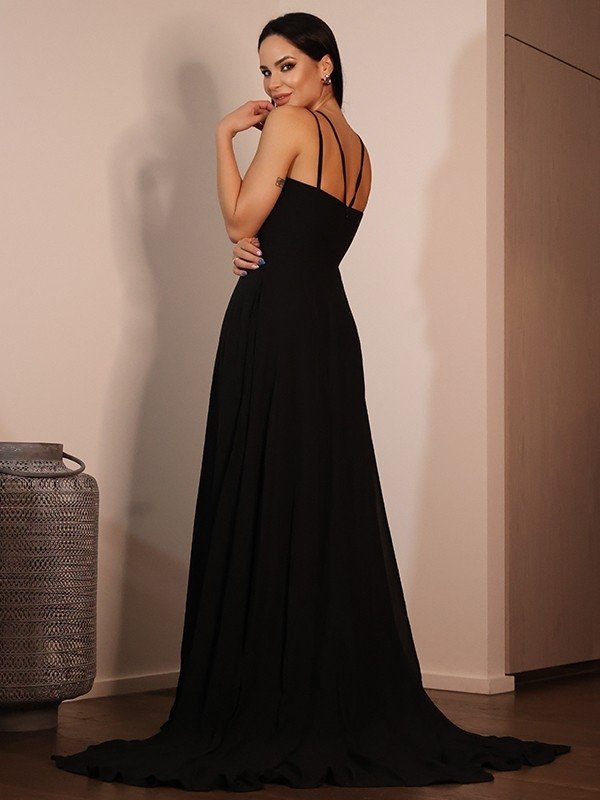 A-Line/Princess Jersey Ruffles Sweetheart Sleeveless Sweep/Brush Train Dresses