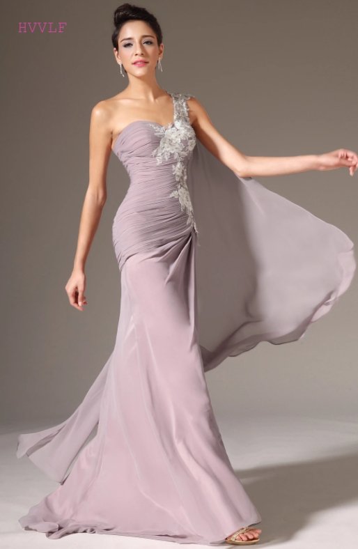 One-shoulder Evening Dresses Mermaid Chiffon Lace Beaded Long Formal Party Evening Gown Prom Dresses Robe De Soiree