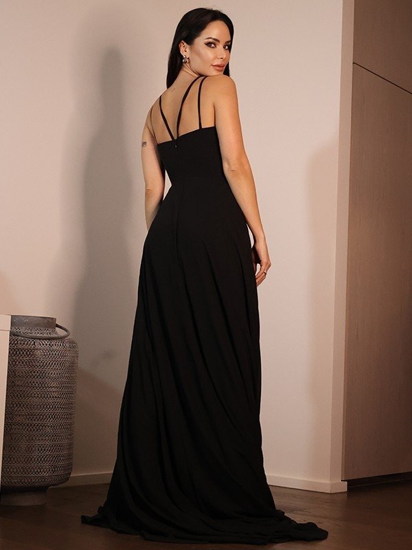 A-Line/Princess Jersey Ruffles Sweetheart Sleeveless Sweep/Brush Train Dresses