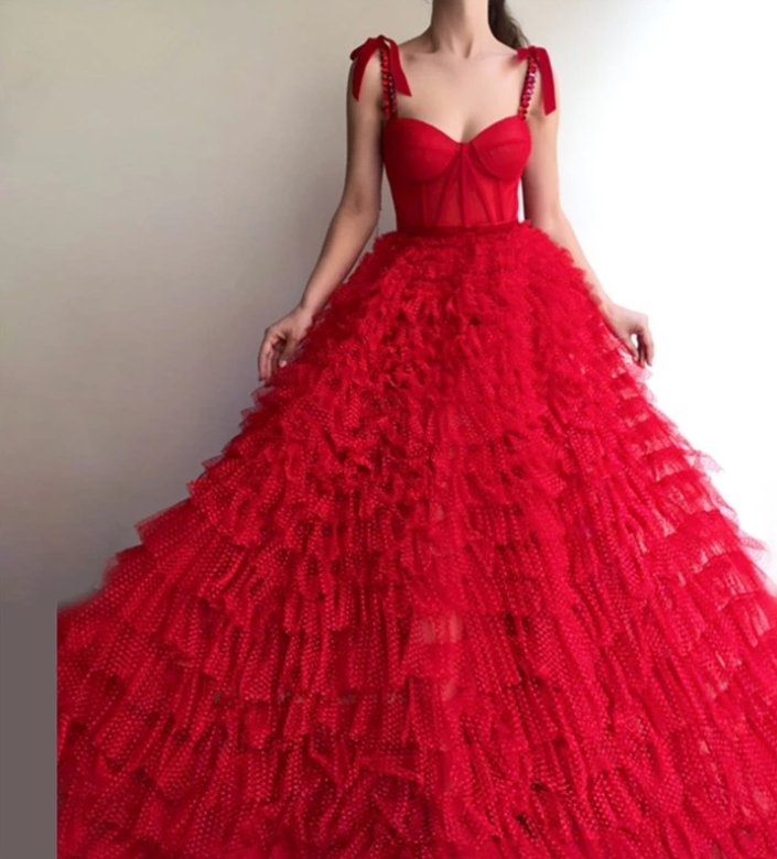 Red Muslim Evening Dresses Ball Gown Sweetheart Tulle Crystals Long Islamic Dubai Saudi Arabic Long Formal Evening Gown