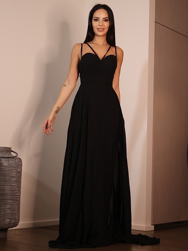 A-Line/Princess Jersey Ruffles Sweetheart Sleeveless Sweep/Brush Train Dresses