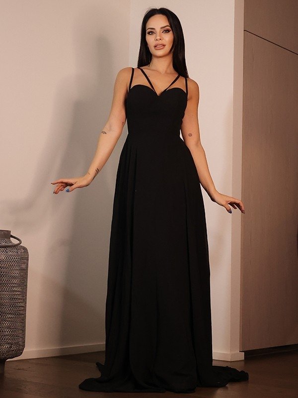 A-Line/Princess Jersey Ruffles Sweetheart Sleeveless Sweep/Brush Train Dresses