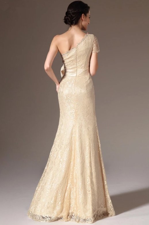 One-shoulder Evening Dresses Mermaid Lace Beaded Bow Long Formal Party Evening Gown Prom Dresses Robe De Soiree