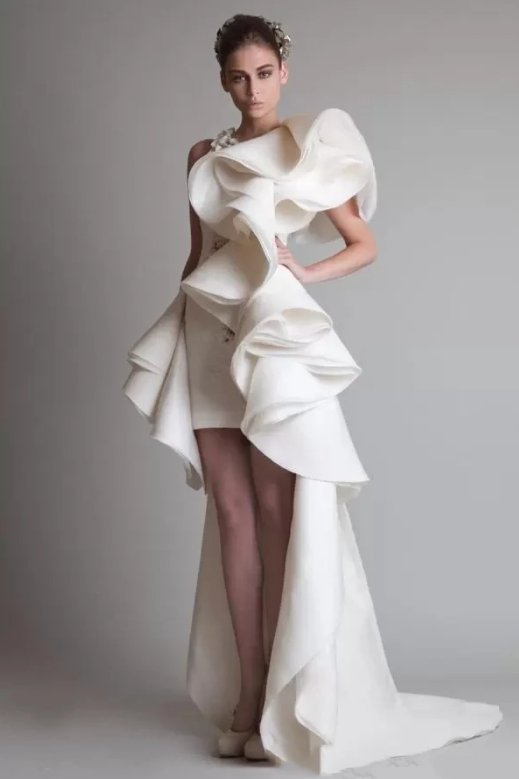 High Low Evening Dresses Sheath One-shoulder Ruffles Long Turkey Dubai Saudi Arabic Evening Gown Prom Dresses